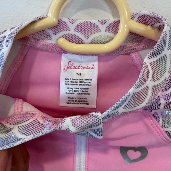 NWT Floatimini Pink and Multicolor Mermaid Rashguard Girls 7/8 - Picture 3 of 6
